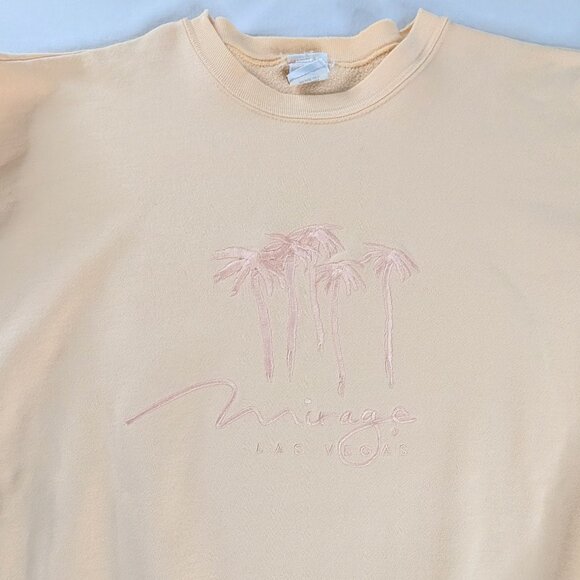 VTG Mirage Las Vegas Gold Yellow Pink Palm Trees Embroidered Crewneck Sweatshirt - Picture 2 of 7